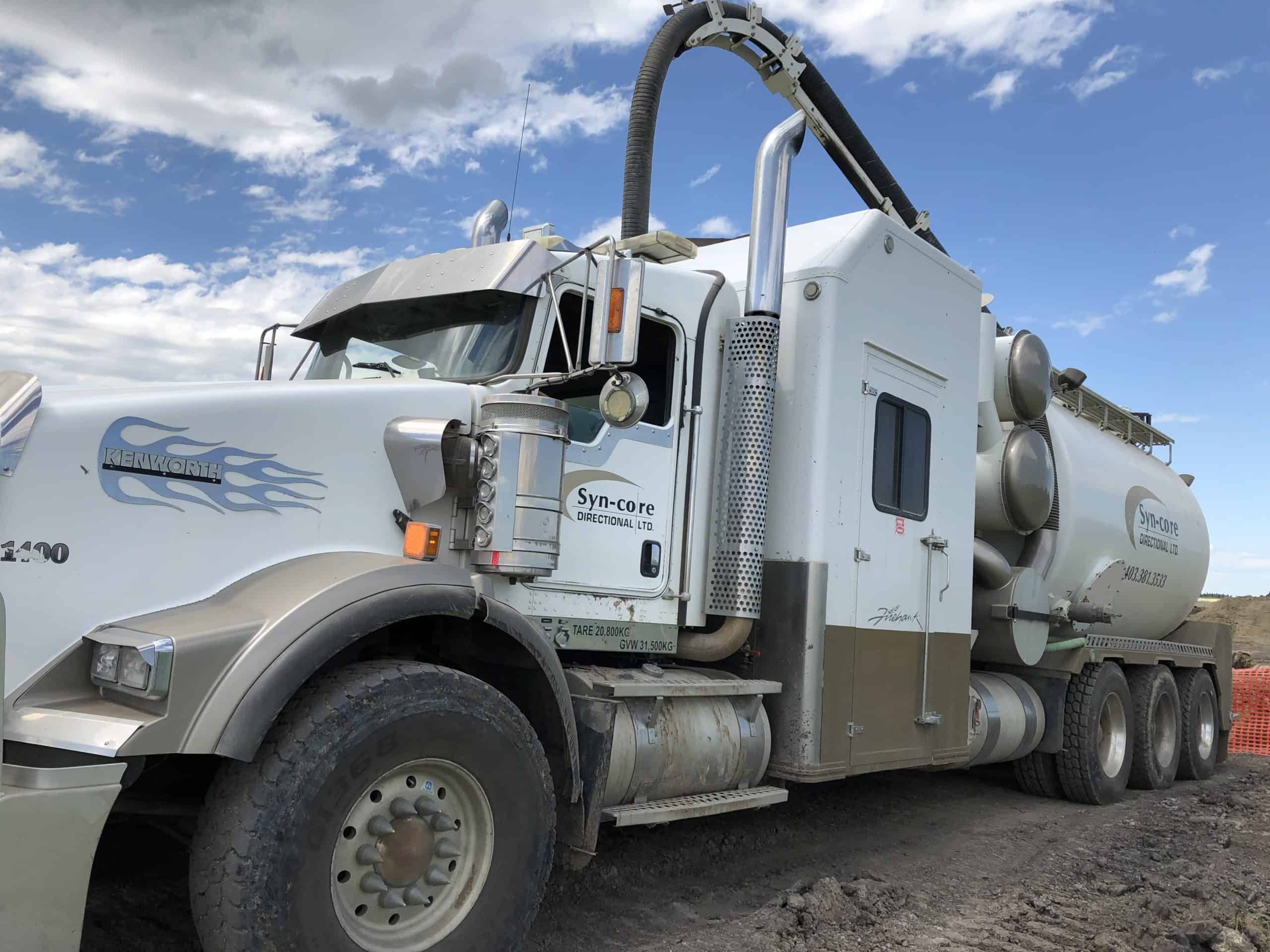 Syncore hydrovac truck on a job site